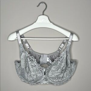 Deesse Lingerie Grey Unlined Lace Bra